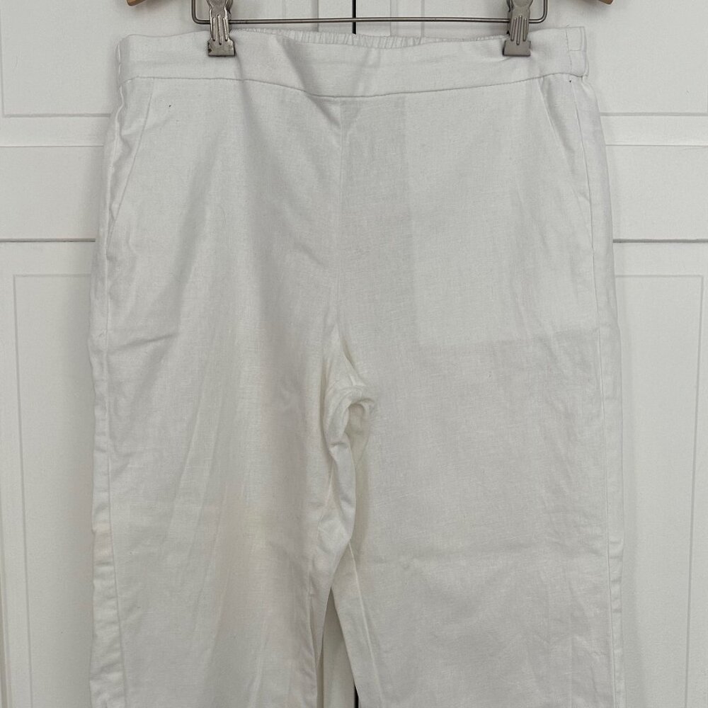 J Crew White Linen Cropped Pants Size 12